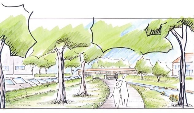 Skizze Uferweg an der Glems nach Umsetzung des Hochwasserschutzkonzeptes