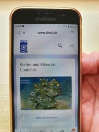Handyansicht mit DWD Warn APP