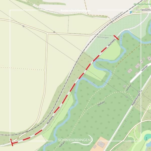 grüne Landschaft mir roter gestrichelter Linie