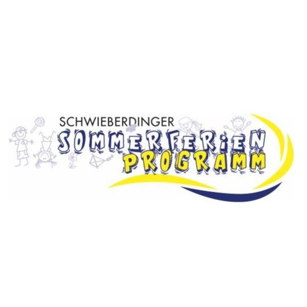 Logo Sommerferienprogramm mit spielenden Kindergrafiken