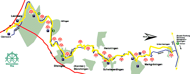 Streckenverlauf Glemsmühlenweg Streckenverlauf Glemsmühlenweg