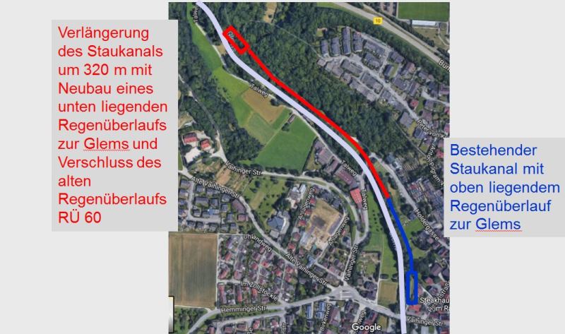 Hochwasserschutz  - geplante Maßnahme Ortskanalisation  Schwieberdingen